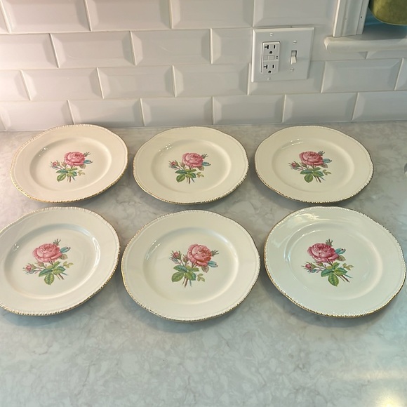 Vintage Homer Laughlin Cunningham Pickett Calirose set of 6 Dinner plates MCM - Picture 1 of 7